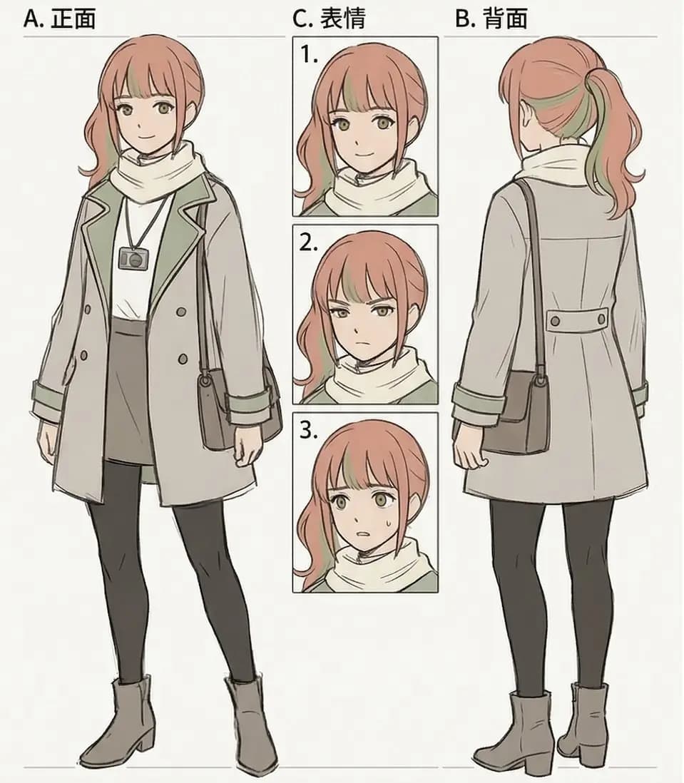 キャラクターのリファレンスシート